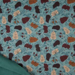 A71_Softshell_Stoff_Stoffe_Stoffpiraten_Blätter_dusty_gruen