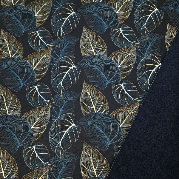 A92_Softshell_Stoff_Stoffe_Stoffpiraten_Blätter_blau
