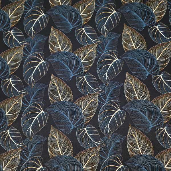 A92_Softshell_Stoff_Stoffe_Stoffpiraten_Blätter_blau